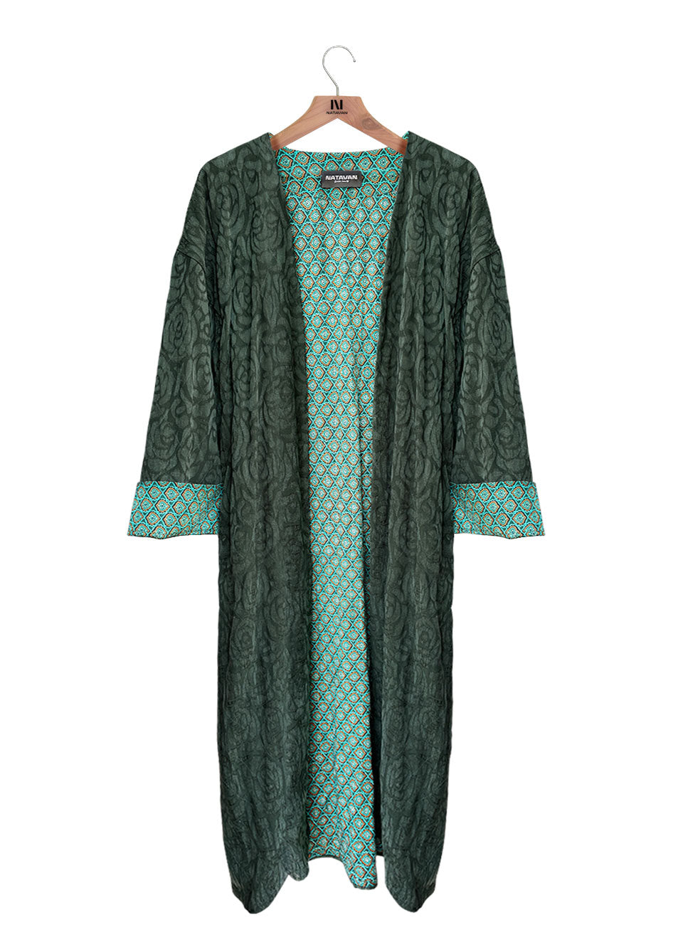 TIKIS Kaftan • Dark green with rose ornaments